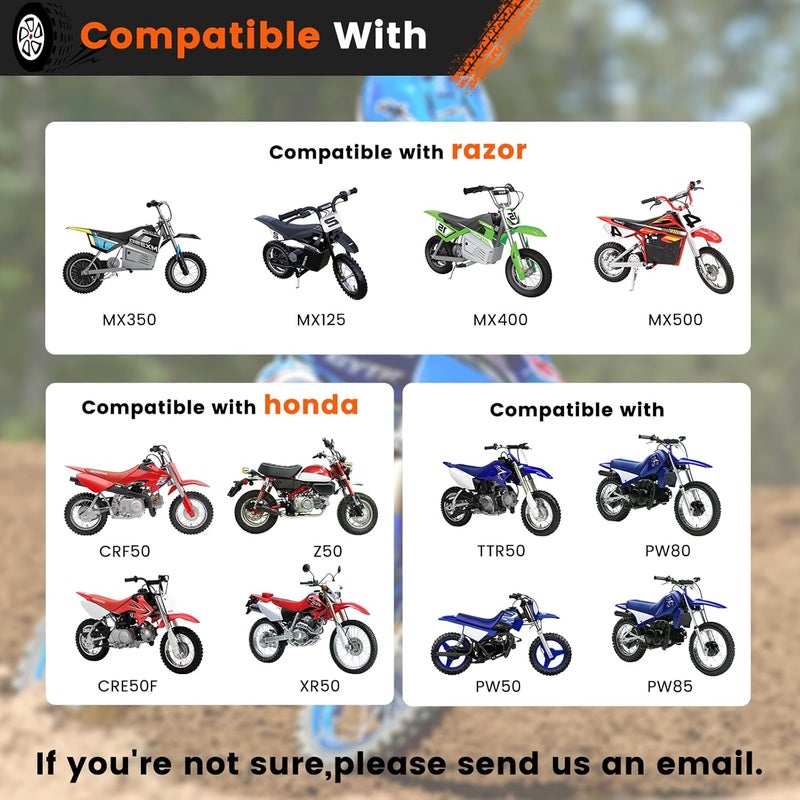 Worcest عجلات تدريب دراجة التراب، متوافقة عالمياً مع Razor MX125 MX350 MX400 MX500، PW50، هوندا XR50 CRF50 Z50 Z50R، TTR50، 50cc 49cc عجلات تدريب دراجة التراب للأطفال، سهلة التركيب باللون الأسود - Image 2